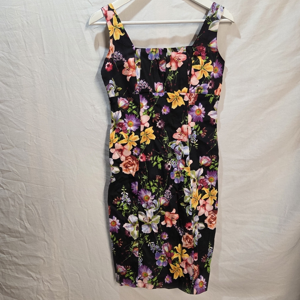 Teaberry Mini Floral Dress Bodycon Wide Strap Size XS-S Zipper